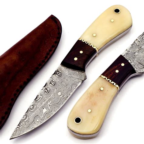 Custom Handmade Damascus Skinner Knife With Beautiful Camel Bone Handle
