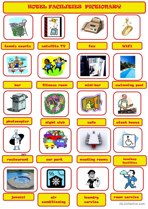 Hotel Facilities Pictionary Picture English Esl Worksheets Pdf And Doc