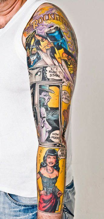 Comic Book Style Tattoo Sleeve By Lou Molloy Too Cool Im Geeking Out A Little Bit Hammer