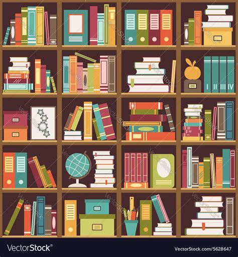 Abstract backgrounds, patterns, textures, grunge. Bookshelf with books Seamless background Vector Image