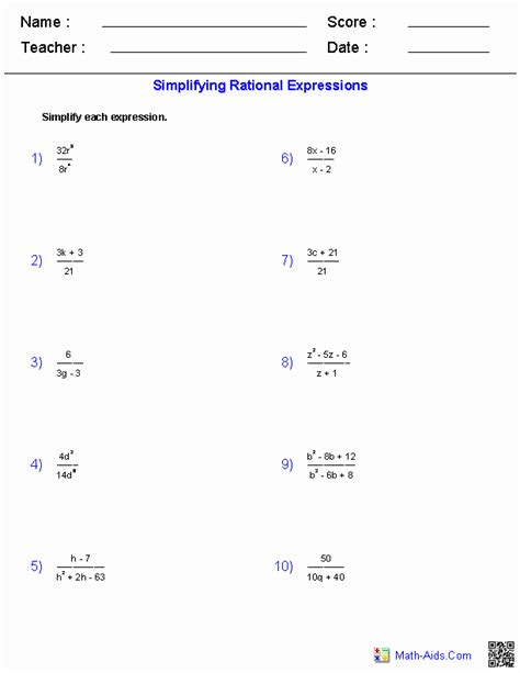 50 Simplifying Complex Fractions Worksheet