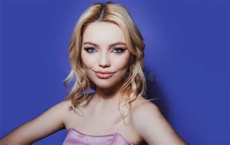 Smilling Woman Beauty Girl Portrait Different Emotions Concept Stock
