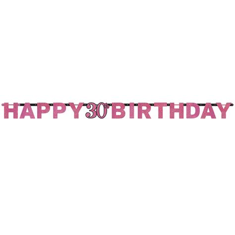 Pink Sparkling Celebration Happy 30th Birthday Prismatic Letter Banners