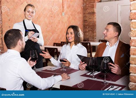 Waitress Taking Order In Restaurant Stock Image Image Of Girl