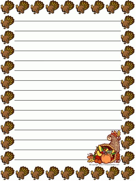 Free Printable Thanksgiving Writing Paper Free Printable