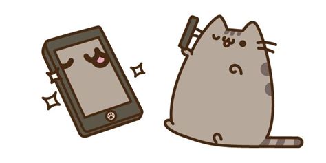 A Cat Is Looking At A Cell Phone With Its Paws On It S Side
