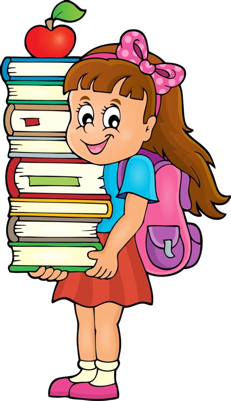 Schedule Clipart Card Girl With School Books Cartoon Png Download