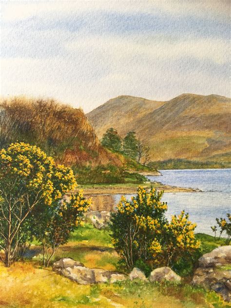 Original Watercolour Painting Lake District Unframed Landscape By Paul