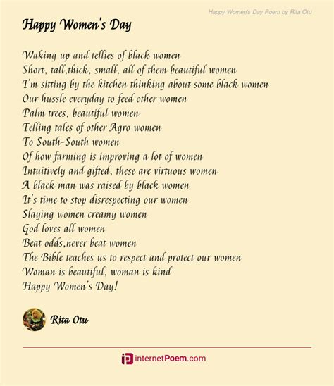Happy Women S Day Poem By Rita Otu