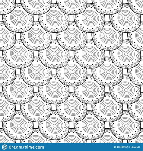 Black And White Illustration Seamless Pattern Abstract Doodles For