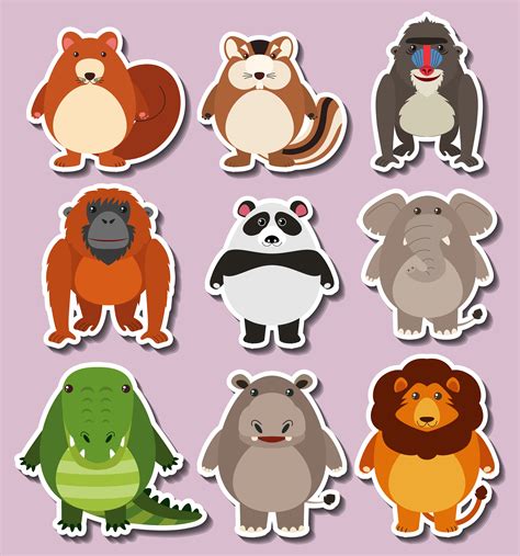 Sticker Design With Cute Animals Download Free Vectors Clipart