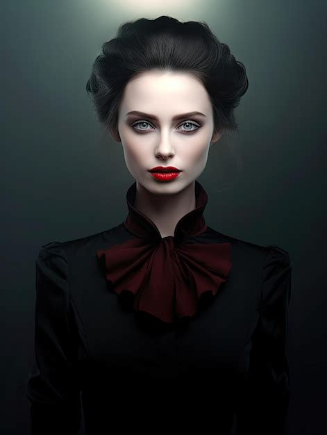 Premium Ai Image A Woman With A Red Lipstick And Black Dress