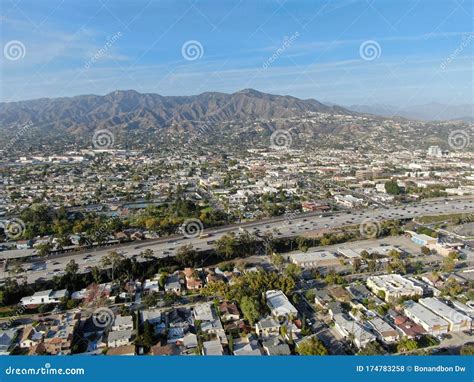 Aerial View Of Downtown Glendale City In Los Angeles Stock Photo
