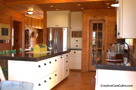 The walls on the other hand, are simply painted in an antique white finish to balance out the look and to create a light and clean background for the heavy wooden kitchen cabinets. The natural, Pictures and Logs on Pinterest