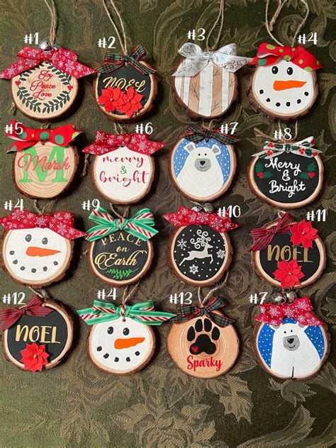 Wood Slice Ornaments Christmas Ornaments Holiday Custom Personalized