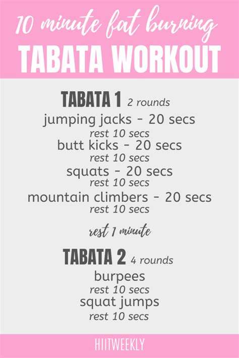 10 Minute Fat Burning Tabata Workout Anybody Can Do Hiitweekly