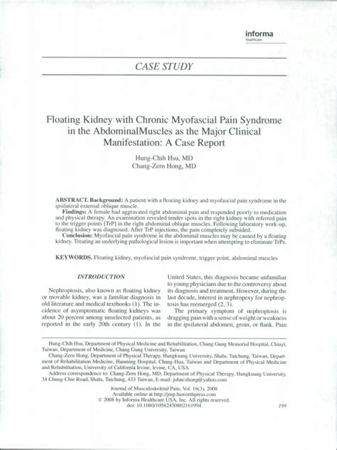 Pdf Floating Kidney With Chronic Myofascial Pain Syndrome In The