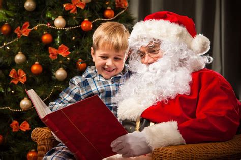 Santa Claus And A Little Boy Stock Photo Image Of Reading Saint