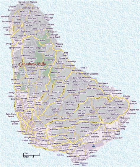 Detailed Road Map Of Barbados Barbados Detailed Road Map Maps Of All Countries