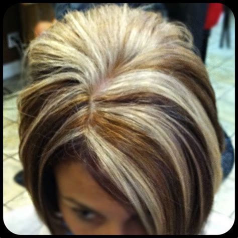 # short black hairstyle with blonde balayage highlights. Lots of blonde highlights with caramel and violet hair ...