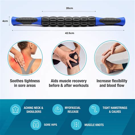 Beenax Muscle Therapy Massage Stick 360° Tension Reduction Ridged Gears For Trigger Points