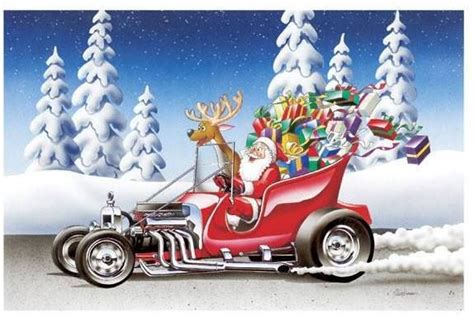 Santa Hot Rod He Really Delivers All Those Toys In A T Bucket Roadster Hot Rod Christmas