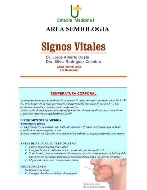 Signos Vitales Resumen D Signos Vitales TEMPERATURA CORPORAL La Temperatura Se Puede Medir