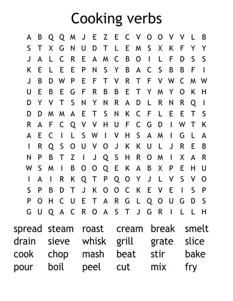 Cooking Verbs Word Search Wordmint