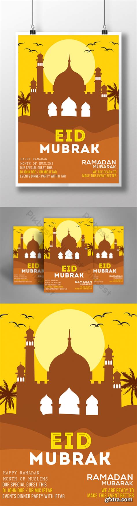Arabian Style Ramadan Flyer Template With Mosque Silhouette Template