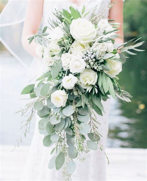 Most Pretty White And Eucalyptus Bouquet For Your Wedding Bridal
