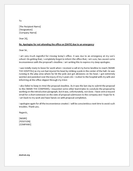 Apology Letter For Not Coming To Work Download Letter