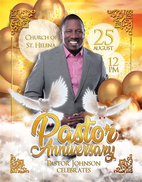 Golden Artistic Pastor Anniversary Free Flyer Template Psd By