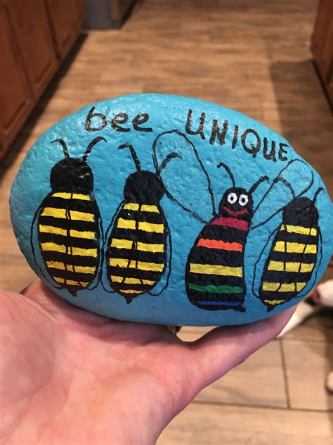 Bee Unique With Images Rock Painting Designs Bee Rocks Rock Crafts