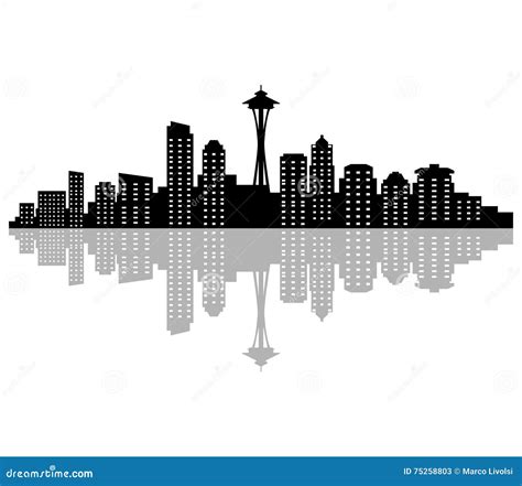 Seattle Skyline Illustrated Stock Illustration Illustration Of