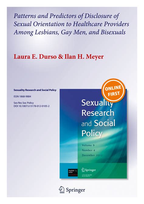 Pdf Patterns And Predictors Of Disclosure Of Sexual Orientation To Healthcare Providers Among