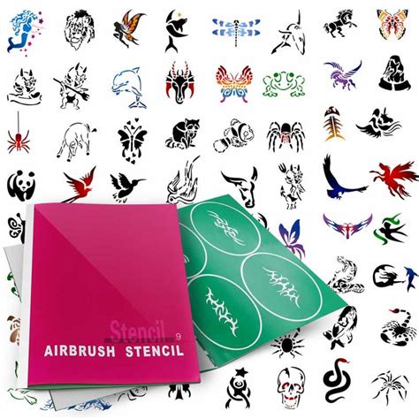 Pointzero Temporary Tattoo Airbrush Stencils 100 Designs Book 9