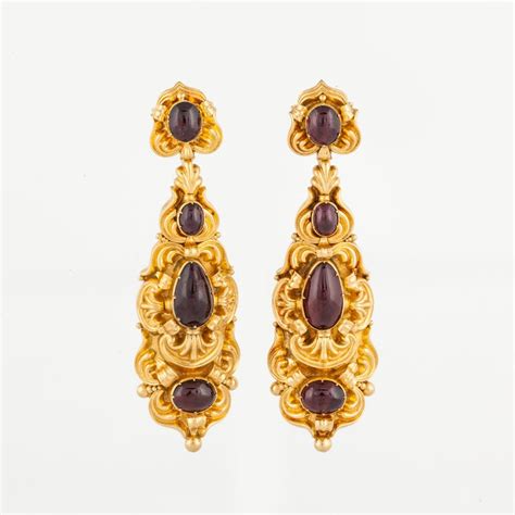Georgian Garnet Earrings In 18k Gold For Sale At 1stdibs