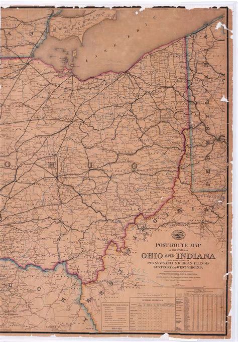 Map Of Post Routes Of The States Of Ohio And Indiana With Adjacent