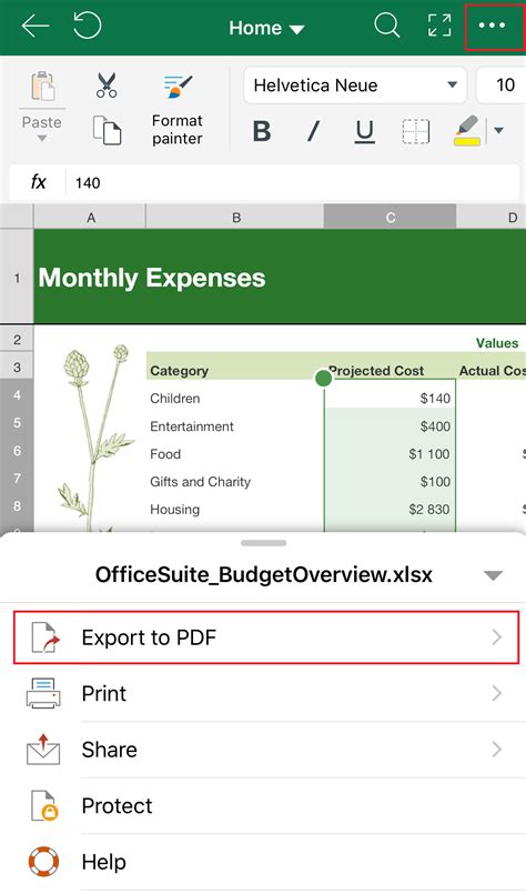 Export A Worksheet To Pdf From Numbers