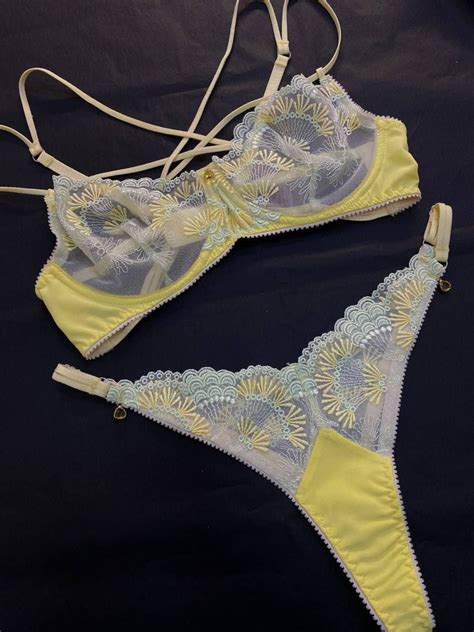 Green Lace Lingerie Yellow Lace Lingerie Sheer Lingerie Etsy