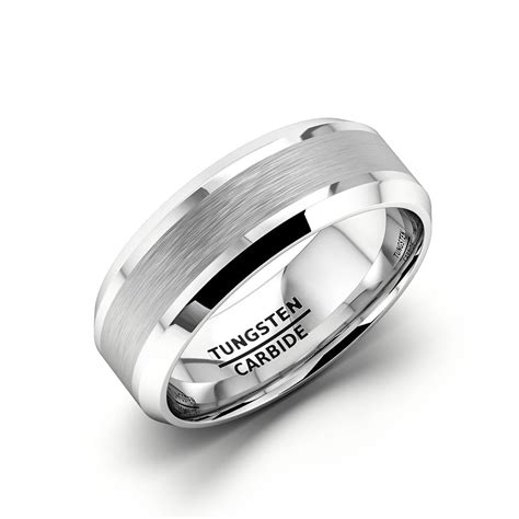 Mens Wedding Band 8mm Classic Tungsten Ring Brushed Inlay Beveled Edge Comfort Fit 1 1180x1180 