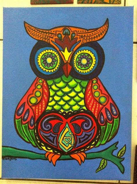 Abstract Owl Acrylic And Canvas Special Order Abstract Owl Colorful