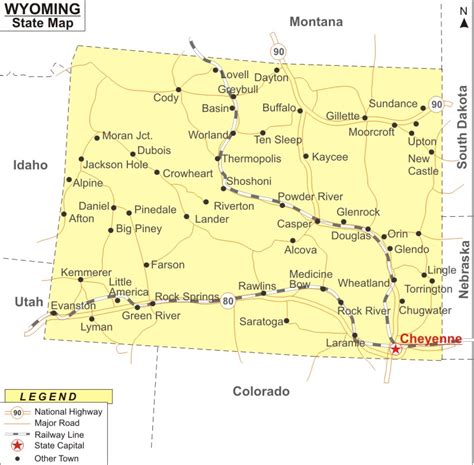 Wyoming Map Map Of Wyoming With Cities Road River Highways