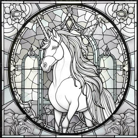 Stained Glass Unicorn Coloring Pages 26957942 Stock Photo At Vecteezy