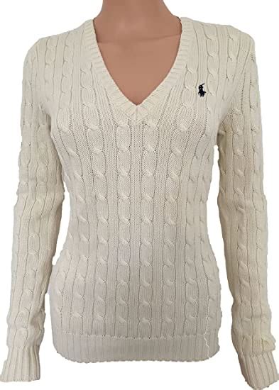 Ralph Lauren Polo Ladieswomens Luxury V Neck Jumpersweater Beige