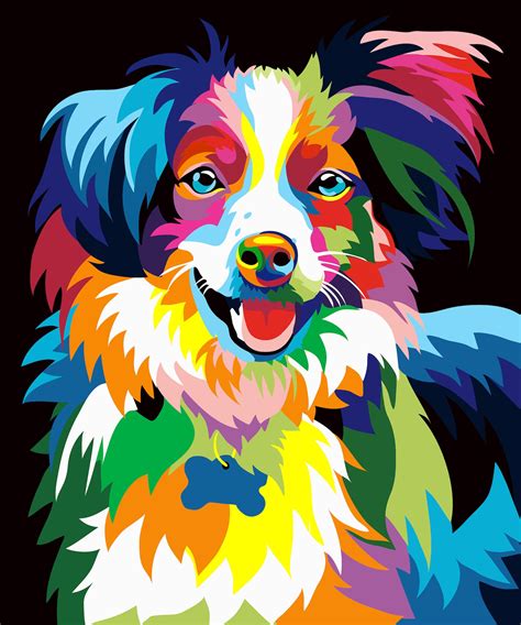 Digital Pet Pop Art Rainbow Dog In Digital Style Personalized Etsy