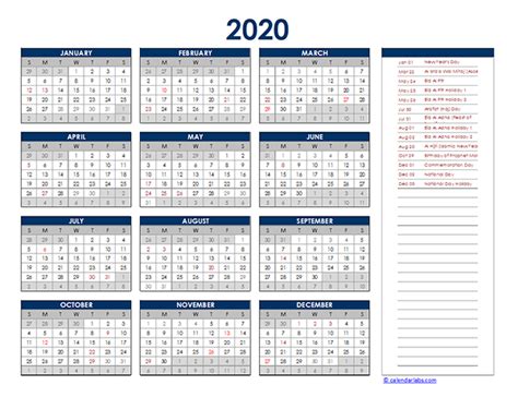 2020 Uae Yearly Excel Calendar Free Printable Templates