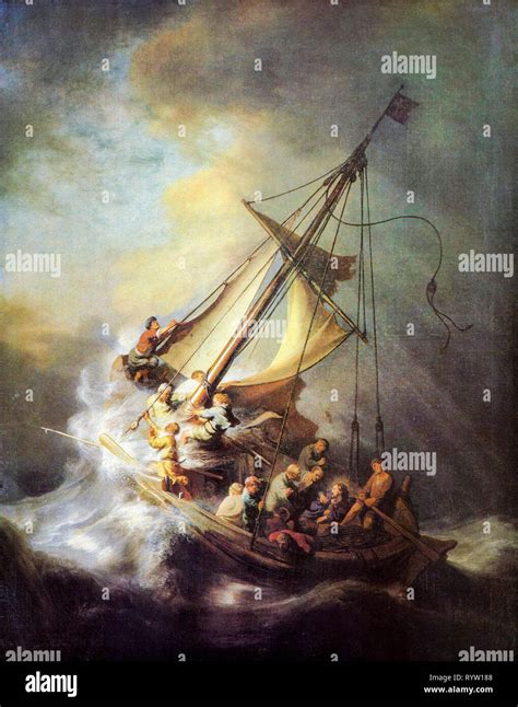 The Storm On The Sea Of Galilee Painting 1633 By Rembrandt Stock