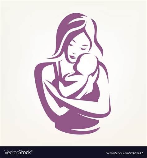 Mother And Baby Stylized Symbol Childcare Logo Vector Image