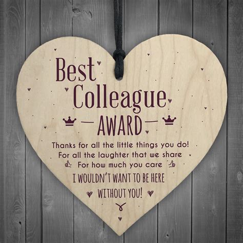 Red Ocean Best Colleague Award Hanging Heart Plaque Work Friendship